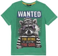 Wanted For Being Too Cool T-shirt on shopstyle.co.uk Kids Tees Design, Tshirt Graphics, Holiday Party Kids, Boys Pjs, Boys Nightwear, Mens Tshirts Fashion, Lost Cat, T Shorts, Boys Summer Outfits