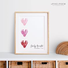 Valentines Day Art, Heart Footprints Baby Gift, Playroom Decor Personalized with Your Child's Feet, 8x10 or 11x14 inches UNFRAMED Valentines Day Art, Baby Art Crafts, Baby Art Projects, Footprint Crafts, Baby Handprint, Footprint Art, Art Heart, Handprint Crafts, Baby Footprints