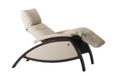 the reclining chair is made from wood and leather