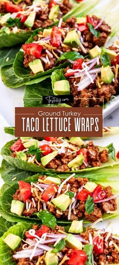 taco lettuce wraps with ground turkey and avocado