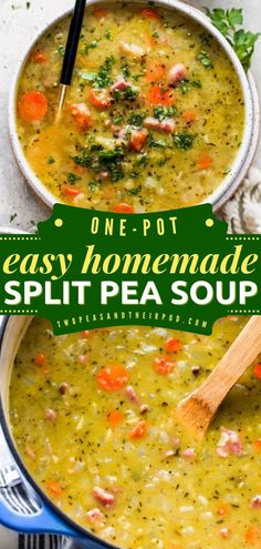 Split Pea Soup, comfort food recipes, easy comfort food dinner Pea Soup Crockpot, Homemade Split Pea Soup, Split Pea Ham Soup, Easy Split Pea Soup, Green Split Pea Soup, Split Pea Soup Crockpot, Split Pea Soup With Ham, Pea Soup With Ham, Ham Soup Recipes