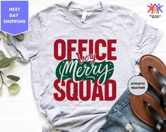 Very Merry Office Squad Shirt, Christmas Office Staff T-Shirt, Office Team Shirts, Office Crew T-Shirt, Xmas Christmas Matching Shirts ORDERING: 1. Review all photos 2. Choose Size and Color from drop-down menu 3. If personalization box is available, add your text color 4. Add each shirt to cart one at a time 5. Click "Add to Cart" - you can go back to add more products 6. Click "Proceed to Checkout" 7. Add note to seller for any requests * We use several different brand shirts, all of them are premium quality and soft shirts. The brands we send may vary depending on our stock situation. * We guarantee 100% satisfaction. The brands we use in- clude premium quality shirt brands such as Bella Canvas, Gildan Soft Style, Circle, Outlash. BULK DISCOUNTS AND SPECIAL REQUESTS: We offer bulk disco Christmas Matching Shirts, Office Team, Christmas Matching, Office Staff, Squad Shirt, Brand Shirts, Team Shirts, Work Ideas, Branded Shirts