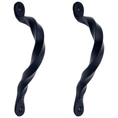 two black metal handles on a white background