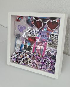 a white frame filled with lots of different items