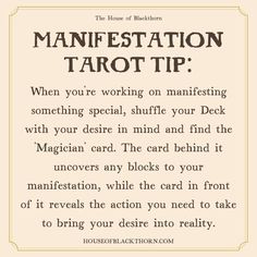 a sign that says,'the house of blackbirds manifestation tarot tip '