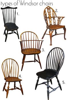 six different types of windsor chairs