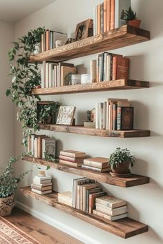 Diy Counter Shelves, Shelf Spacing Guide Living Room, Living Room Shelves Floating, White And Wood Shelves, Shelf For Living Room Wall, Clever Shelving Ideas, Floating Shelves Floor To Ceiling, Office Floating Shelves Behind Desk, Shelves On Living Room Wall