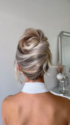 The Updo Darling | Sydney Thomas | A new twist on the french twist 😉 | Instagram Wedding Updos Dark Hair, 60s French Twist, How To Do French Twist Updo, French Twist Updo Front View, Holiday Hairstyles Updo, Elegant French Twist Updo, Formal French Twist Updo