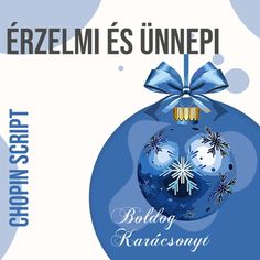 a blue christmas ornament with snowflakes on it's side and the words, erezimie's unnep