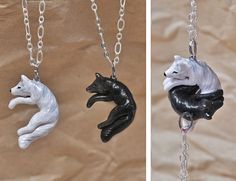 Cuddling Wolf Couples Necklaces Interlocking Love His and Hers Couples Necklaces, Bff Jewelry, Two Necklaces, Wolf Necklace, Wolf Jewelry, Wolf Love, Girls Halloween, Couple Necklaces, Magical Jewelry