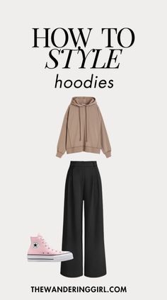 What to Wear With Hoodies: 13 Amazing Outfits To Inspire You - The Wandering Girl Hoodie And Dress Pants, Sand Hoodie Outfit, How To Wear A Hoodie And Look Cute, Hoodie Work Outfit, Gray Hoodie Outfit Woman, How To Dress Up A Hoodie, How To Style Hoodie Women, Airport Outfit Cold To Hot Travel Style, Hoodie And Blazer