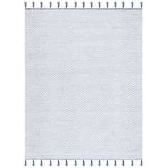 a white rug with fringes on it