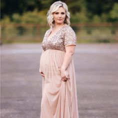 Maya Maternity Bridesmaid V-Neck Maxi Tulle & Sequins Dress. Color: Taupe/Muted Blush Size 12. Room For Big Or Small Baby Bump. Wore For Maternity Photos For About 15 Min. Tags Still On. Dress In Brand New Condition. Dress Was $156. On Sale Now For $117. Asking $110. Short Sleeve Sequined Maxi Dress For Wedding, Small Baby Bump, Asos Maxi Dress, Flower Maxi Dress, Tulle Maxi Dress, Halter Neck Maxi Dress, Sequins Dress, Maternity Maxi, Sequin Maxi