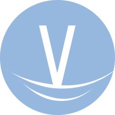 the letter v in a blue circle