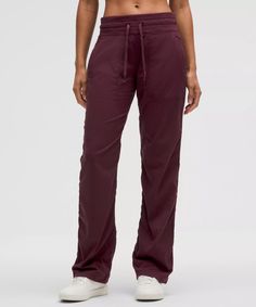 These lightweight pants are 
easy to throw over sweaty 
shorts when you're ready to 
make a quick getaway. Lululemon Studio Pants, Christmas List Inspo, Lululemon Dance Studio Pants, Dance Studio Pants, Exercise Pants, Winter Wishlist, Studio Pants, Quick Getaway, Dance Pants