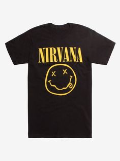 Metallica Black Album, Camisa Rock, Nirvana Smiley Face, Smile Logo, Tour T Shirts, Smiley Face, Nirvana, Look Cool