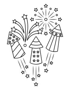 fireworks and stars coloring pages for kids to print on the wall or use as an appliance