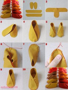 step by step instructions to make felt shoes