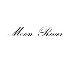 the word moon river written in black ink