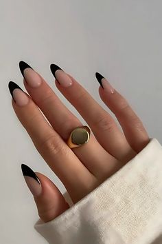 Discover beautiful simple fall nails perfect for October! Explore elegant designs, festive Halloween options, and trendy fall colors. Get inspired for your next manicure! #SimpleFallNails #OctoberNails #FallNailDesign #HalloweenNails #FallNailColor 🎃✨🍁🌟🖤 Black And White Nail, Black Almond Nails, Black Acrylic Nails, French Tip Nail Designs, White Nail, Nail Arts, French Tip Nails, Nail Polishes, Acrylic Nail Designs