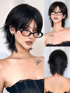 Haircut Model For Women, Hair Styles To Draw, Short Haircut Bangs, Short Hair Wolfcut, Model Haircut, Makeup Glasses, Short Mullet, Shot Hair, Haircut Women