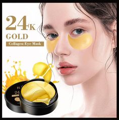 3-Sodium Hyaluronate:hydrate and nourish the skin, lock water. Hydrolyzed Collagen,24K Gold Extract, Glycerin, Hyaluronic Acid. ✔Brightens dark circles. Skin Type: For any skin types, create both for mature and young skin. Daily Face Care Routine, Face Care Routine, Skin Care Face Mask, Face Wrinkles, Eye Patch, Gold Eyes, Hydrolyzed Collagen, Eye Gel