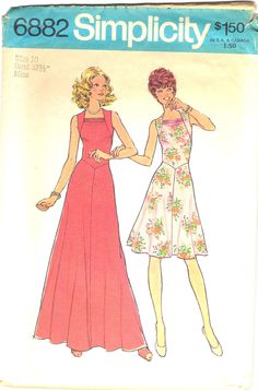 two women in dresses on the cover of an old sewing pattern, one is wearing a dress