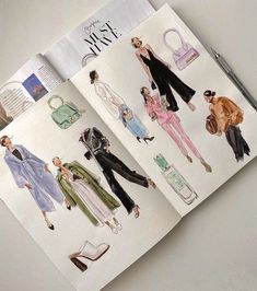 an open book with pictures of women's clothes