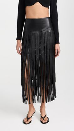 Fabric Stretch: Non-StretchNon-StretchSuper-StretchFabric: Mid-weight, non-stretch faux leatherTiered fringe overlayHook-and-eye and hidden zip at backShell: 100% polyurethaneLinedLining: 100% polyesterDry cleanImported, ChinaStyle #LGENC31818 Denim Diy, Boho Luxe, Fringe Skirt, Upcycled Denim, Denim Branding, China Fashion, Circle Skirt, Western Outfits, Leather Fashion