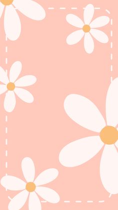 a pink background with white daisies on it