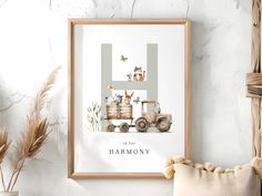 there is a poster on the wall with animals in it and an h for harmony