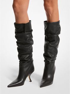 Luna Leather Boot | Michael Kors Pointed Toe Heels, Leather Boots, Heel Height, Michael Kors, Boots, Heels, Leather