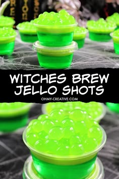 witches brew jello shots in green cups