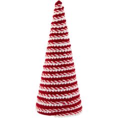 a red and white striped christmas tree ornament