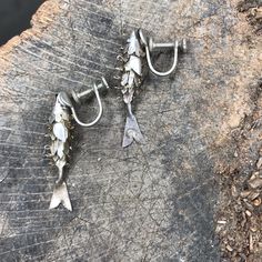 Vintage Silver Articulated Fish With Iridescent Scales Screw On Earrings. Great Vintage Condition With Some Noticeable Patina. Screw On For Unpierced Ears. Fishing Clip On Animal Aquatic Lake Ocean. Fish Earrings, Aquatic Earrings, Handmade Silver Fish-shaped Earrings, Handmade Sterling Silver Fish-shaped Jewelry, Articulated Fish, Sterling Silver Fish-shaped Jewelry, Nickel-free Silver Fish-shaped Earrings, Metal Jewelry Making, Vintage Silver Fish-shaped Jewelry