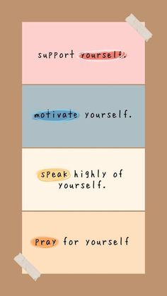 three different types of writing on paper with the words, support yourself and motivate yourself