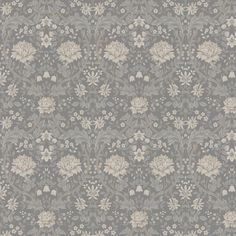 a gray and white wallpaper with flowers on it