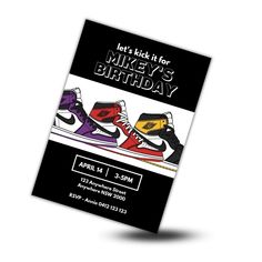 a flyer for a birthday with shoes on it