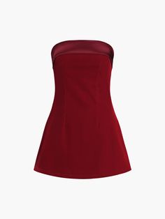 Satin Velvet Strapless Short Dress – COMMENSE Red Velvet Bodycon Dress, Dress To Wear To A Wedding, Birthday Looks Black Women, Short Grad Dresses, Red Birthday Decorations, High Neck Short Dress, Cherry Red Dress, Strapless Short Dress, Fancy Short Dresses