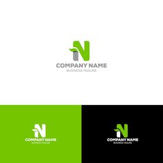 letter n logo design with green and black color for company identity or corporate business card