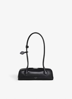 ALAÏA Women's Black LE TECKEL SMALL BAG IN GOATSKIN | ALAÏA US Luxury Baguette Bag For Evening, Luxury Formal Baguette Bag With Handles, Designer Formal Baguette Bag, Designer Baguette Bag For Formal Occasions, Elegant Formal Baguette Bag With Handles, Hermes Bag With Engraved Zipper Pull For Everyday Use, High-end Evening Baguette Bag With Detachable Handle, Elegant Shoulder Baguette Bag With Palladium Hardware, Elegant Baguette Shoulder Bag With Palladium Hardware