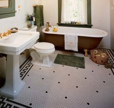 a bath room with a toilet a sink and a bath tub next to a window