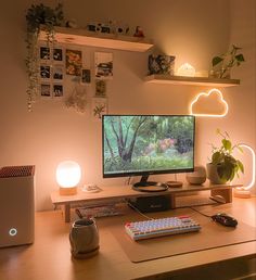 pc setup gamer Ikea Desk Hack, Zimmer Diy, Cozy Desk, Dream Desk, Cozy Office, Gamer Room Decor, Cozy Home Office, Deco Studio, Decor Ikea