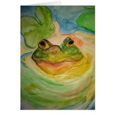 a painting of a frog's face in water