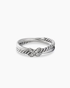 David Yurman | Petite X Ring in Sterling Silver with Diamonds, 4mm Luxury Stackable Platinum Rings, Elegant White Gold Stackable Couple Rings, Yurman Ring, David Yurman Ring, X Ring, Customer Care, Chains For Men, High Jewelry, David Yurman