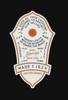 the back side of a badge with words on it