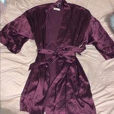 Purple Silk Material. Never Worn!!! With Tags! Belt Kimono, Nightgown Sets, Silk Gifts, Wedding Kimono, Black Kimono, White Bride, Printed Robe, Lace Kimono, Purple Satin