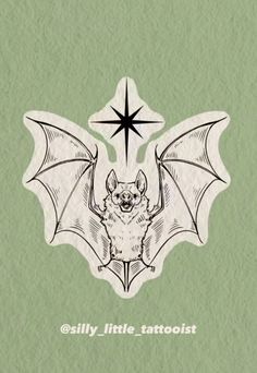 a bat with a star above it and the words billy little tattooist