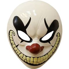 You're sure to freak out your friends with this creepy clown mask! Featuring the classic red nose an overlarge grin with yellow teeth and dramatic black eye cutouts this mask is sure to spook! Adult Freak Show Clown Mask product details:  Oversized Black-rimmed cutout eyes for visibility Rear opening Painted details Plastic One size fits most teens and adults Spot clean only Scary Balloons, Twisted Circus, Evil Jester, Scary Clown Costume, Scary Halloween Masks, Halloween Circus, Mask Aesthetic