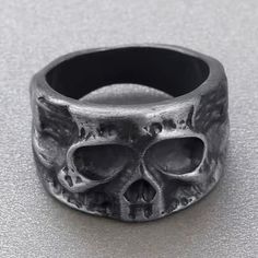 Dark Metal Zinc Men’s Skull Wide Band Rock & Roll Biker Ring Mens Size: 10 - Brand New Item #Grunge #Rings #Metal #Biker #Rock&Roll #Presents #Gifts #Gift #Present #Christmas #Birthday #Costume #Fashion #Dressy #Friends #Career #Work #Pirate Mens Handmade Jewelry, Black Fingers, Biker Rings Mens, Hip Hop Rings, Skull Pendant Necklace, Dark Metal, Skeleton Skull, Compass Pendant, Biker Rings